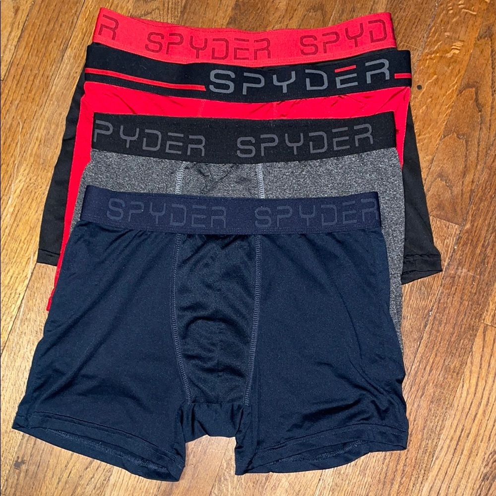 •SPYDER•NWOB BLACK, RED, & GRAY BUNDLE OF 4- BOXER BRIEFS SIZE MEDIUM (32-34)